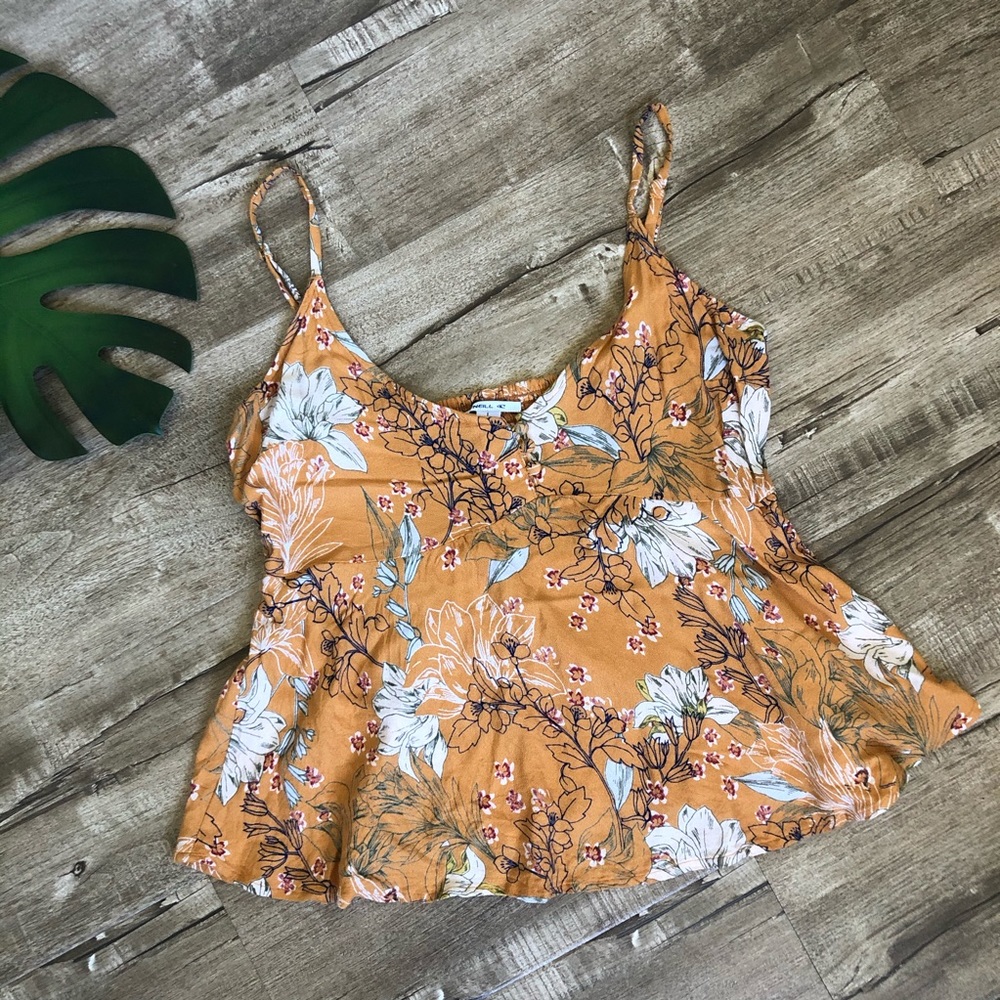 O’Neill Mustard Floral Skirted Madison Cami Top L